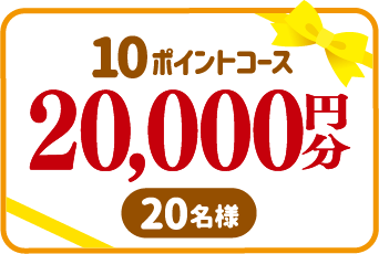 10ポイントコース 20,000円分 20名様